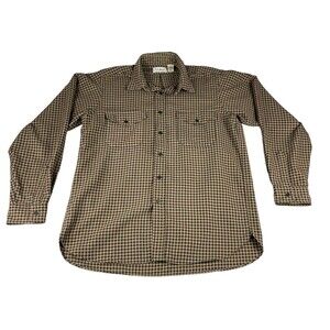 LL Bean Shirt Men's Large Brown Plaid Check Long Sleeve Button Up Two Pockets